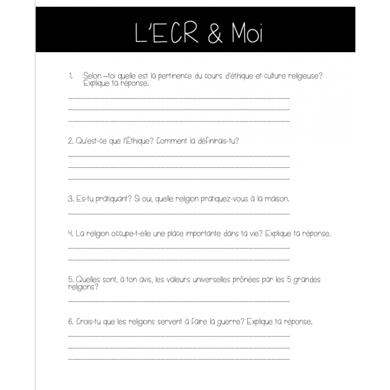 L'ECR et moi