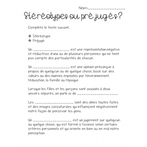 Stéréotypes ou préjugés?