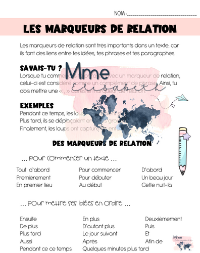 Les marqueurs de relation