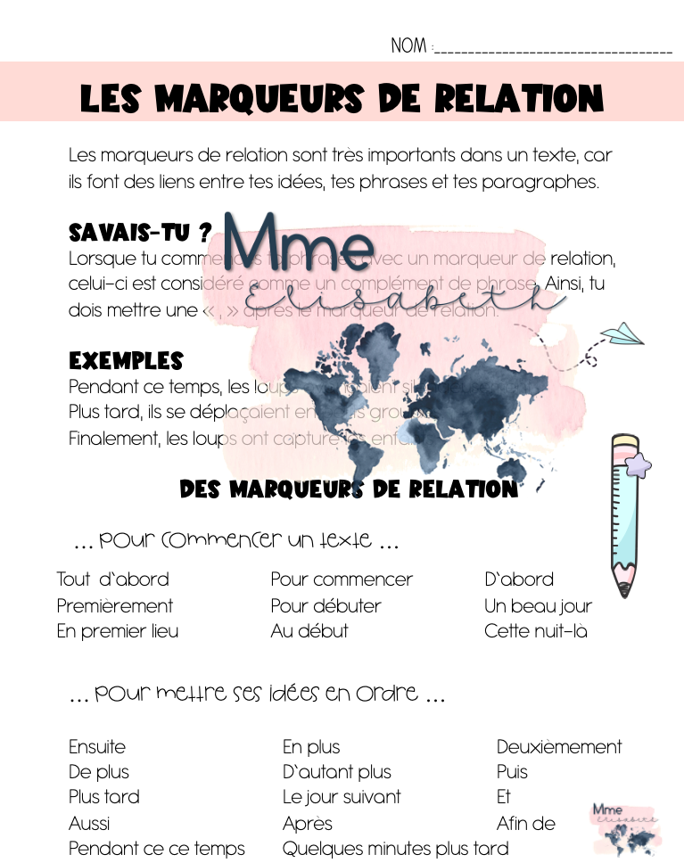 Les marqueurs de relation