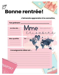 Questionnaire & écriture de la rentrée