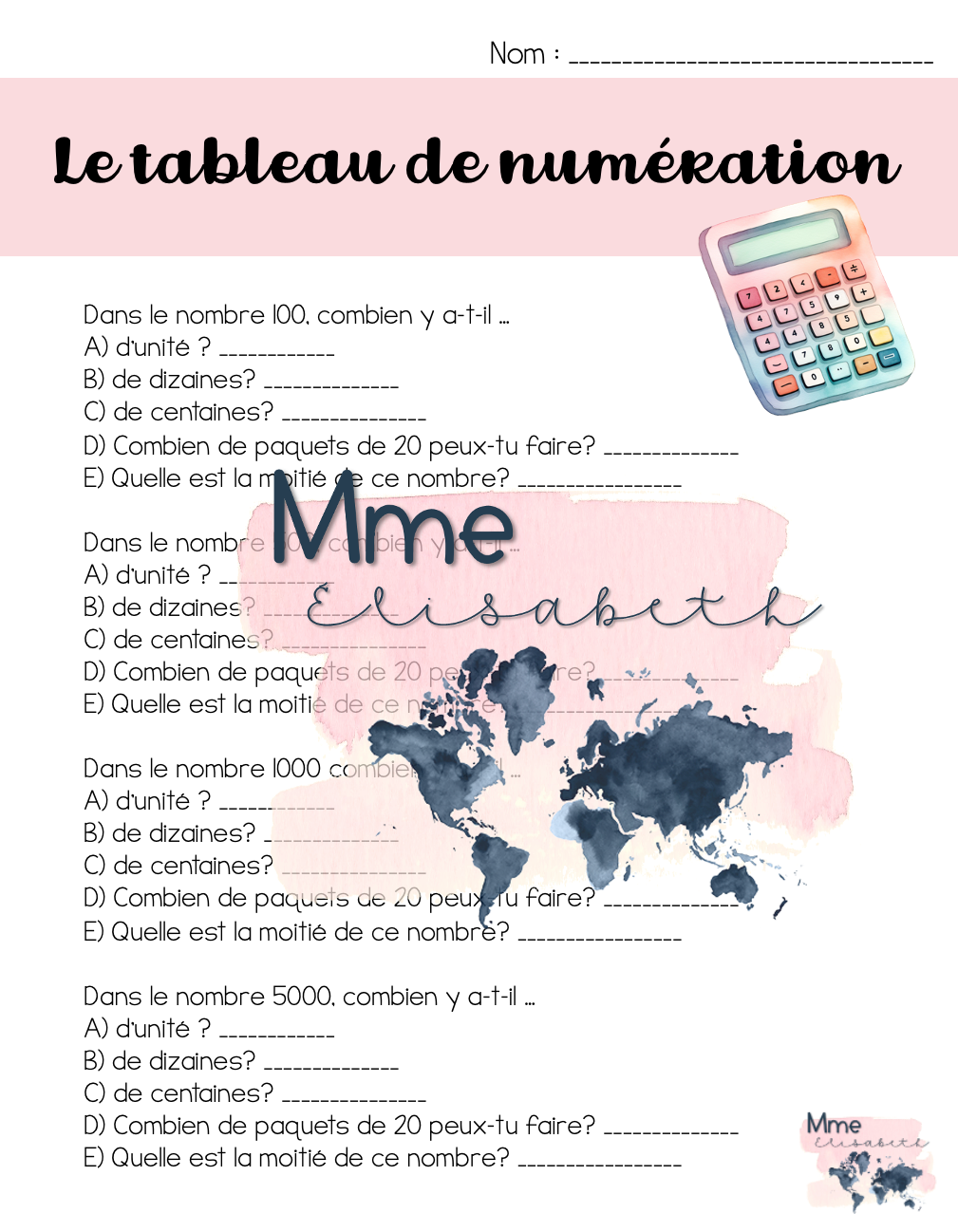 Tableau de numération