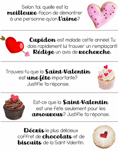 Cahier d'écriture de Saint-Valentin